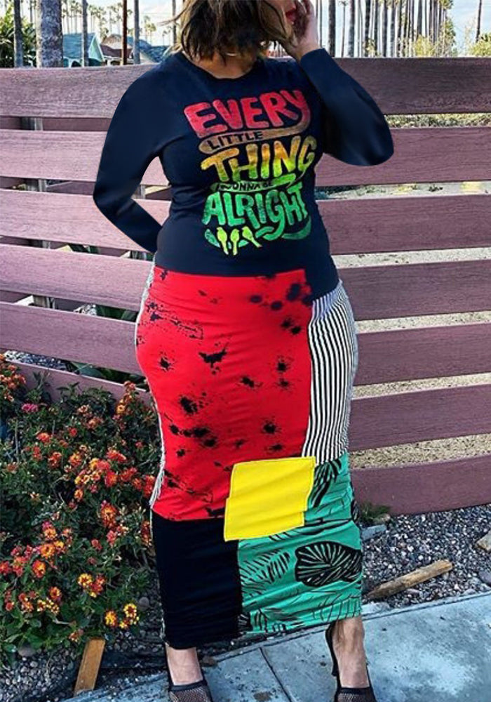 Printed Letter Long Dress