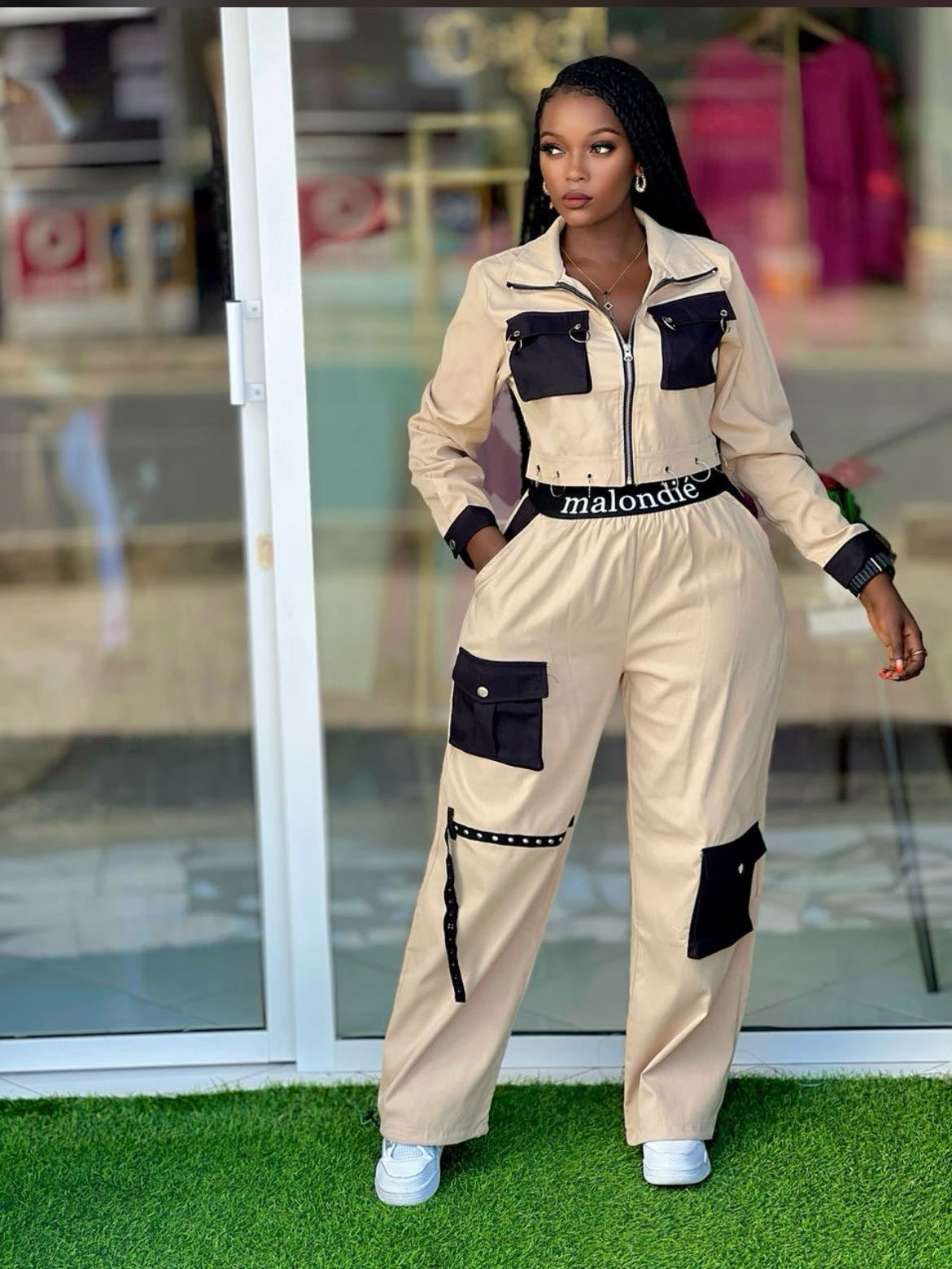 African Women Top and Cargo trousers Casual Two Piece Set 5