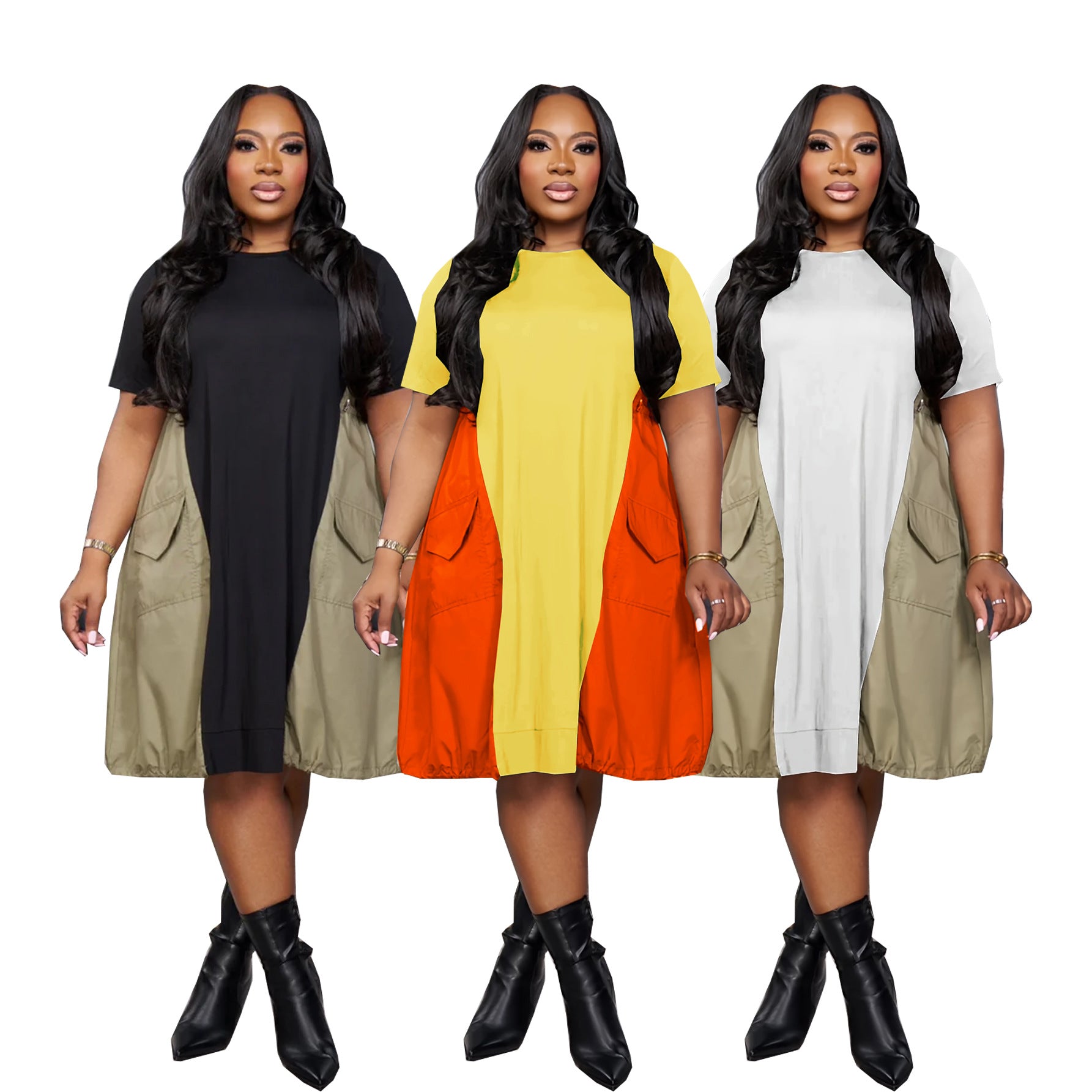 Summer Plus Size Women's Patchwork Loose Maxi Dress 8