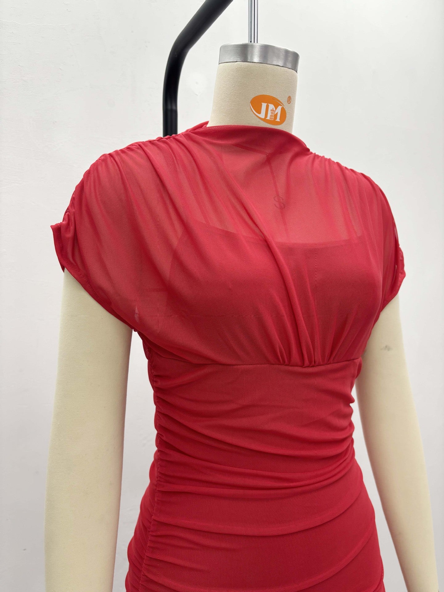 Women's Chic Elegant Mesh Patchwork Red Trendy Fashion Long Dress 9