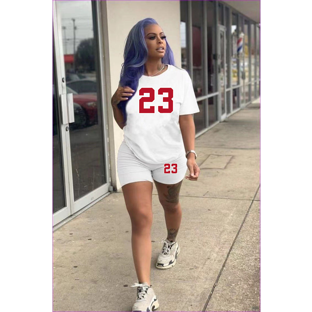 Plus Size Women'S T-Shirt Shorts Set Two Piece Tracksuit 12