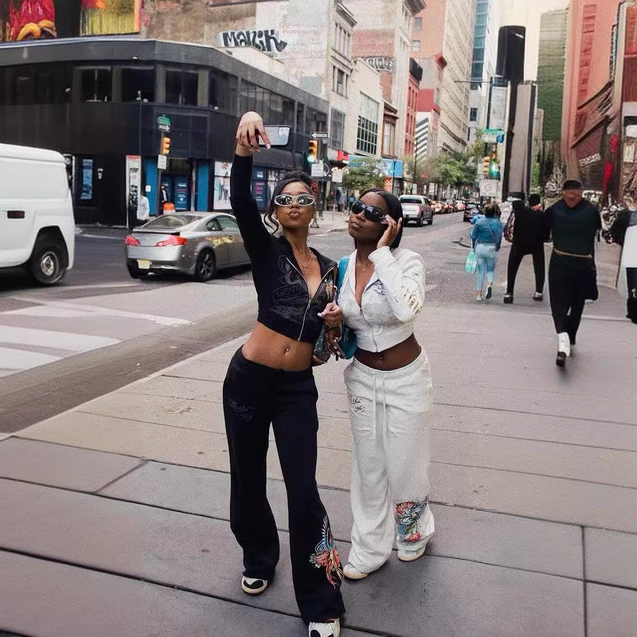 Women's Fashion Positioning Print Hoodies Casual Pants Two Piece Set 7