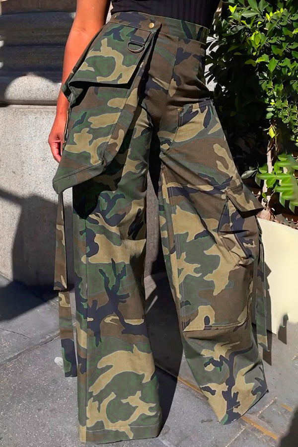 Women Casual Camouflage Multi-Pocket Pants 3
