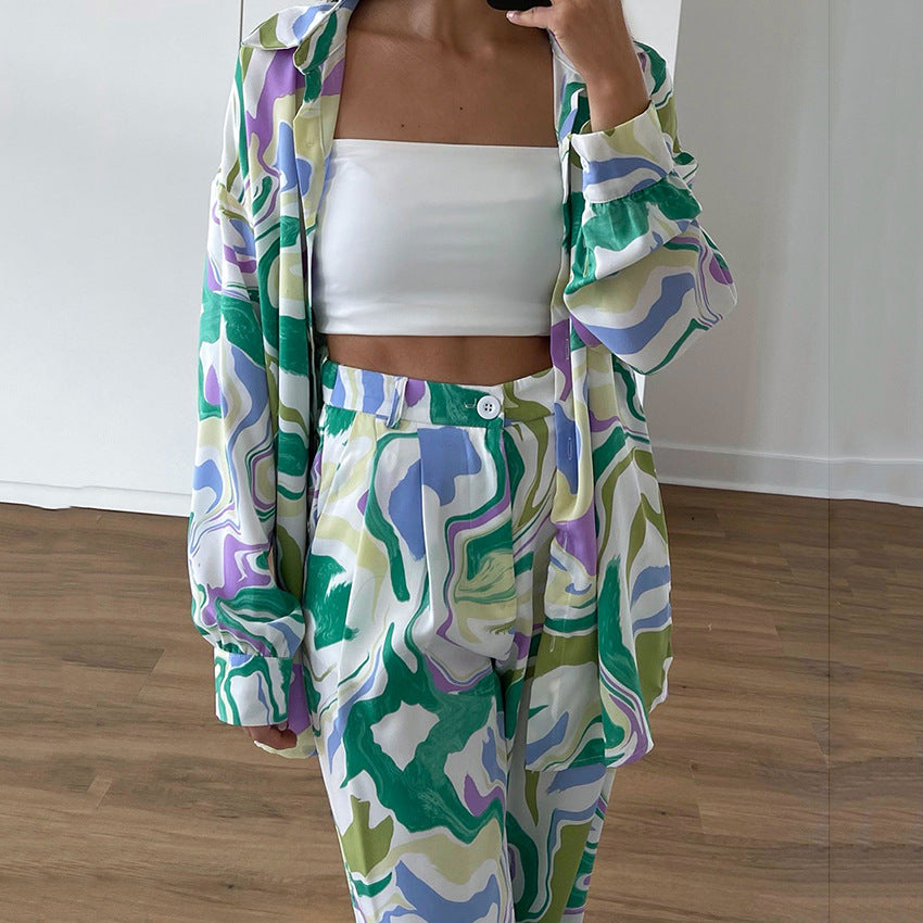 Autumn and winter fashion print suit street trend Career Chic women's two-piece suit 6