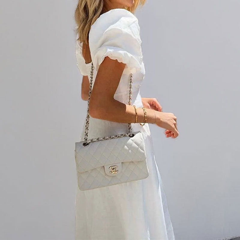 Women summer v-neck pleated short-sleeved hollow dress 3