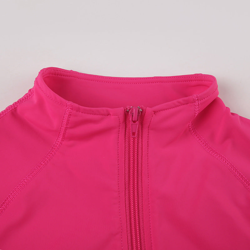 Women Basic Solid Fitted zipper short-sleeved T-shirt Bodycon skirt two-piece set 14