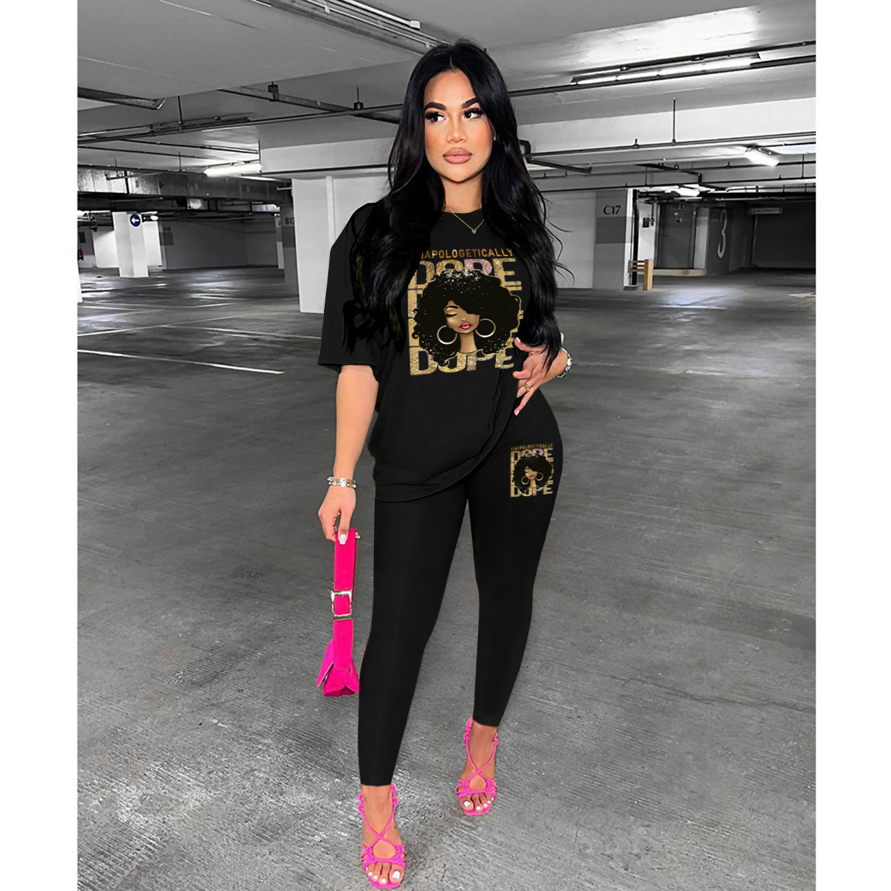 Style Printed Casual Fashion Short Sleeve T-Shirt Pants Women's Two-Piece Set 10