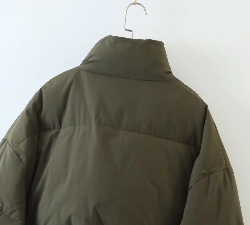 women's winter style fashion Stand Collar zipper pocket warm cotton-padded jacket 35