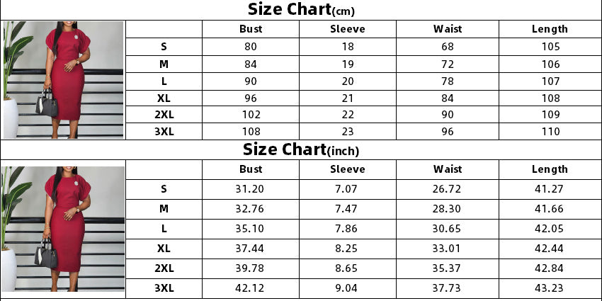 Plus Size African Round-Neck Short-Sleeve Chic Elegant Ol Bodycon Dress 10