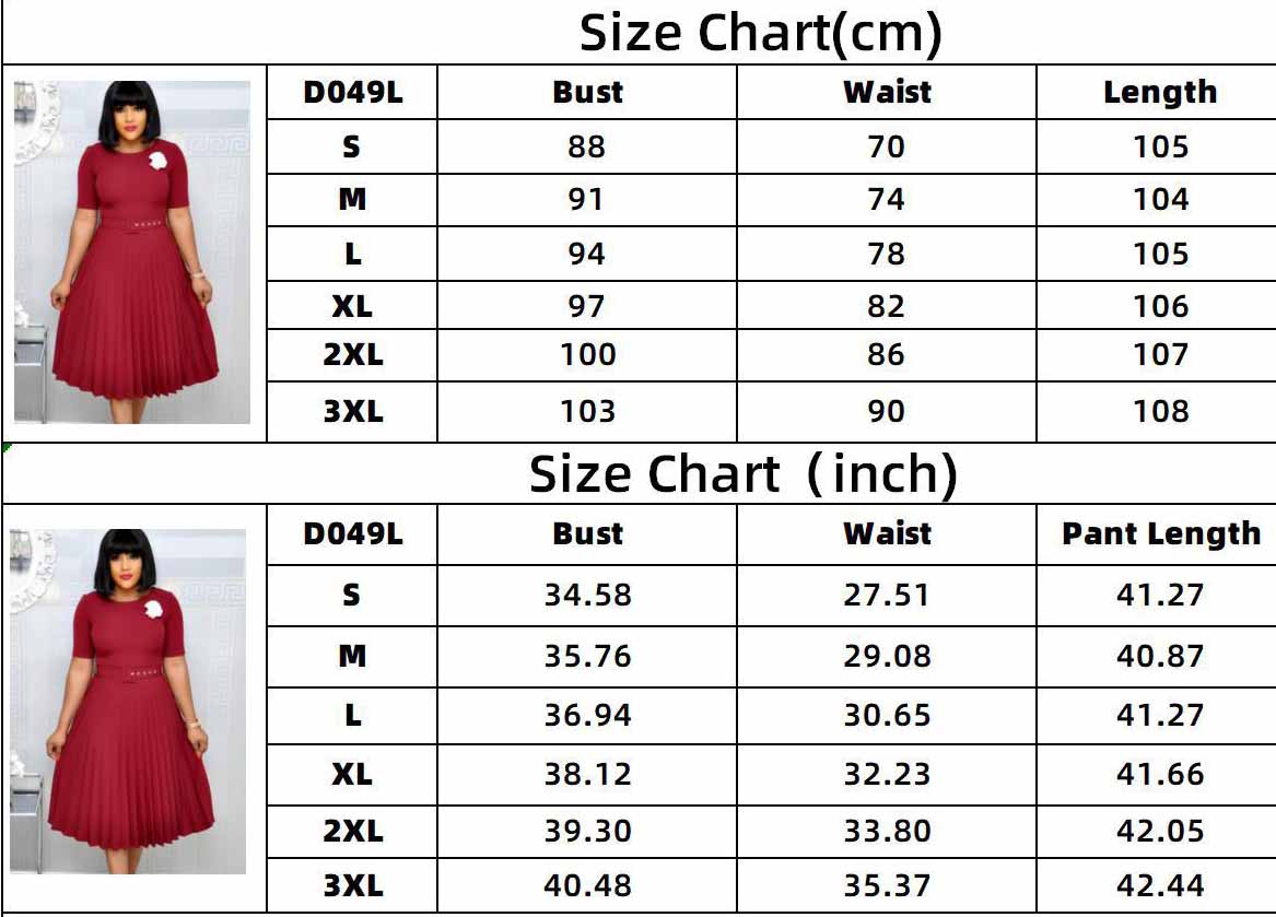 Plus Size Women Summer African Mom Short Sleeve Round Neck Solid Pleated Dress 11