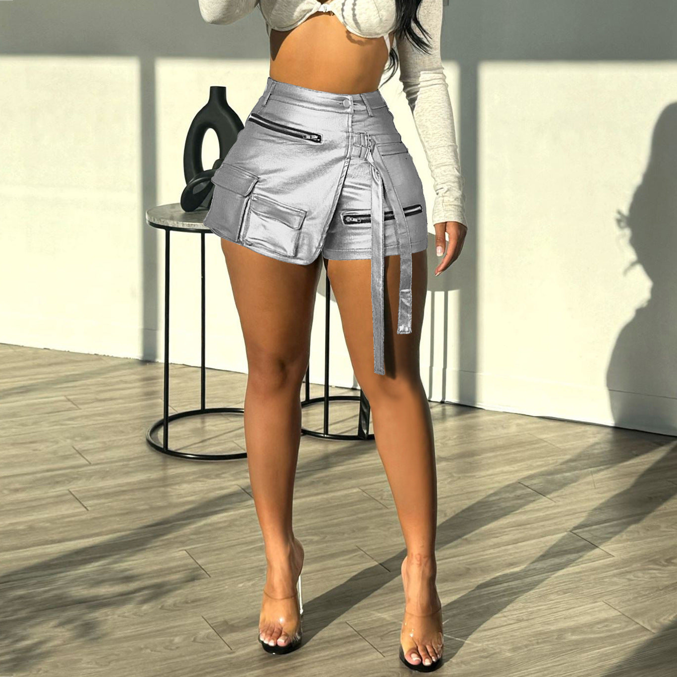 Women's Summer Fashion High Stretch Irregular Pocket Cargo Shorts 7