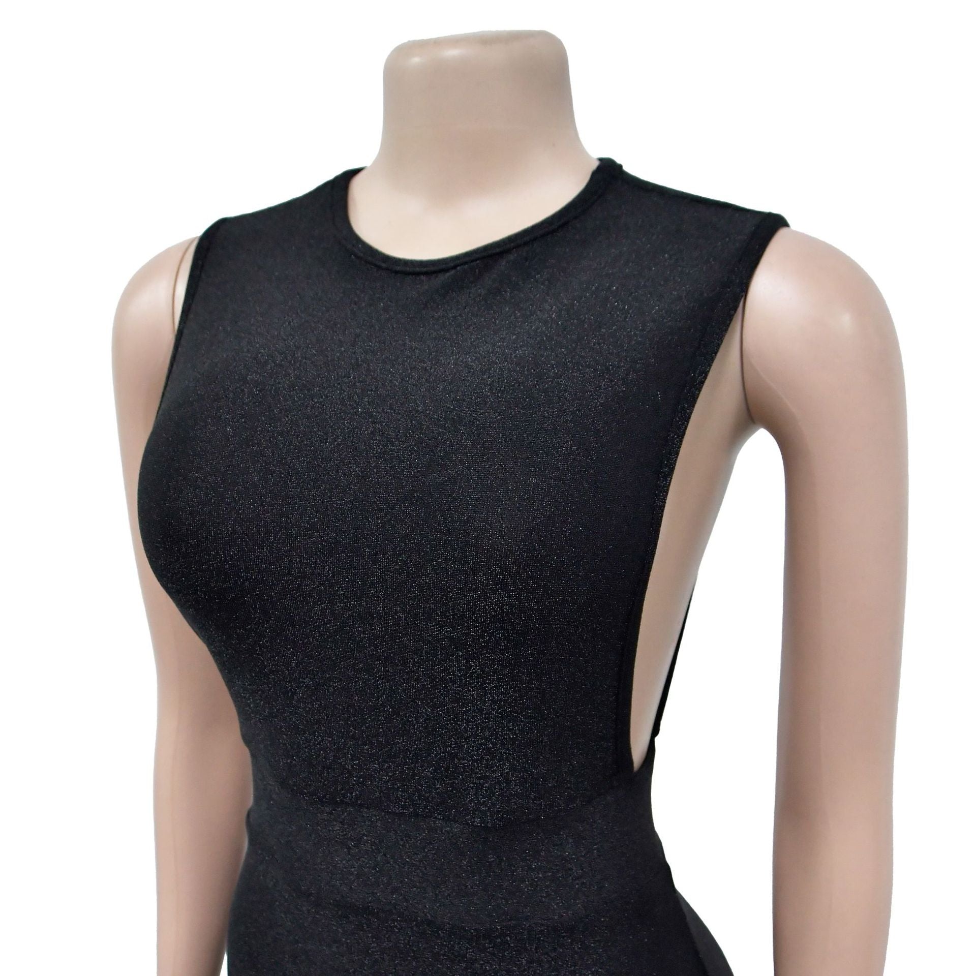 Fashion Women's Solid Color Round Neck Sleeveless Slit Maxi Dress 12