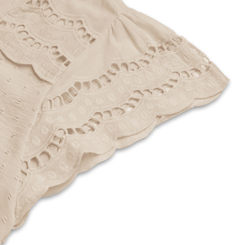 Women Summer Lace Patchwork Ruffle Sleeve Top Shirt 10