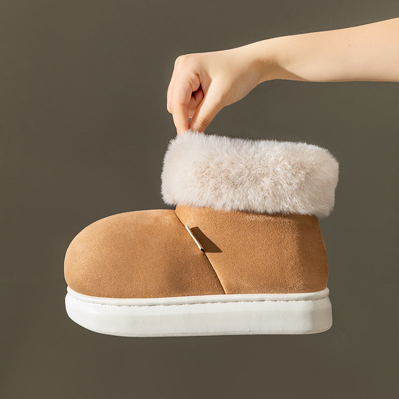 Thick-Soled Fleece Slippers For Women In Winter Plus Velvet Indoor Home Bag And Confinement Cotton Shoes 8