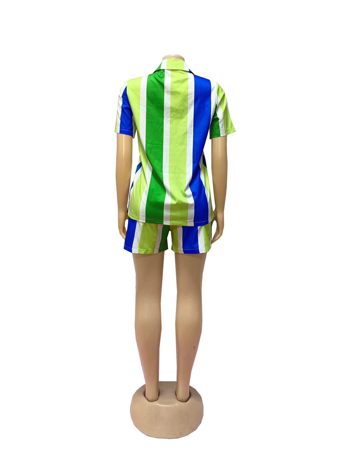 Women shirt summer casual Striped shorts shirt Holidays two-piece set 5