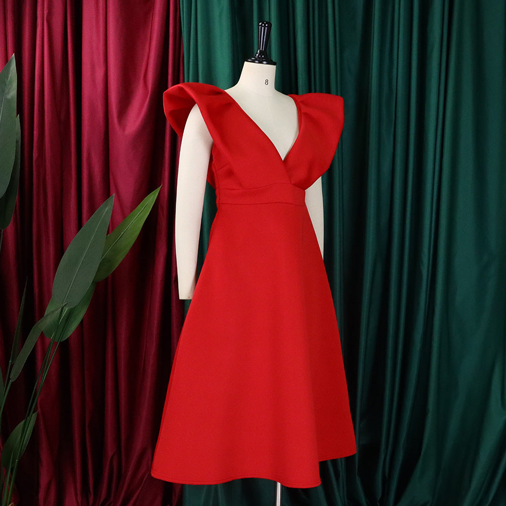 Women's Deep V Neck Sexy Swing Formal Party Dress 25