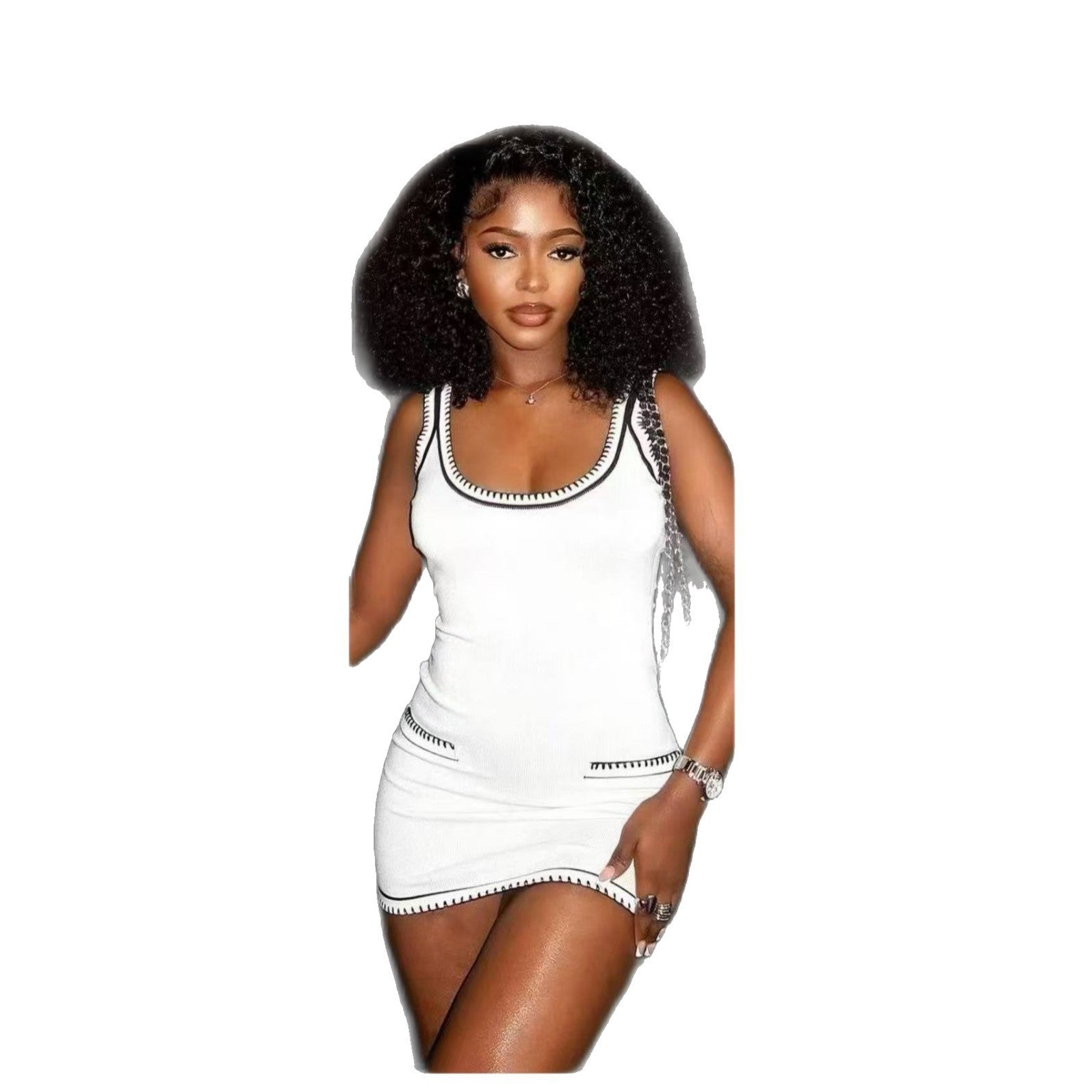 Summer Sexy Low-Back Knit Sleeveless  Slim Waist Mini Dress 5