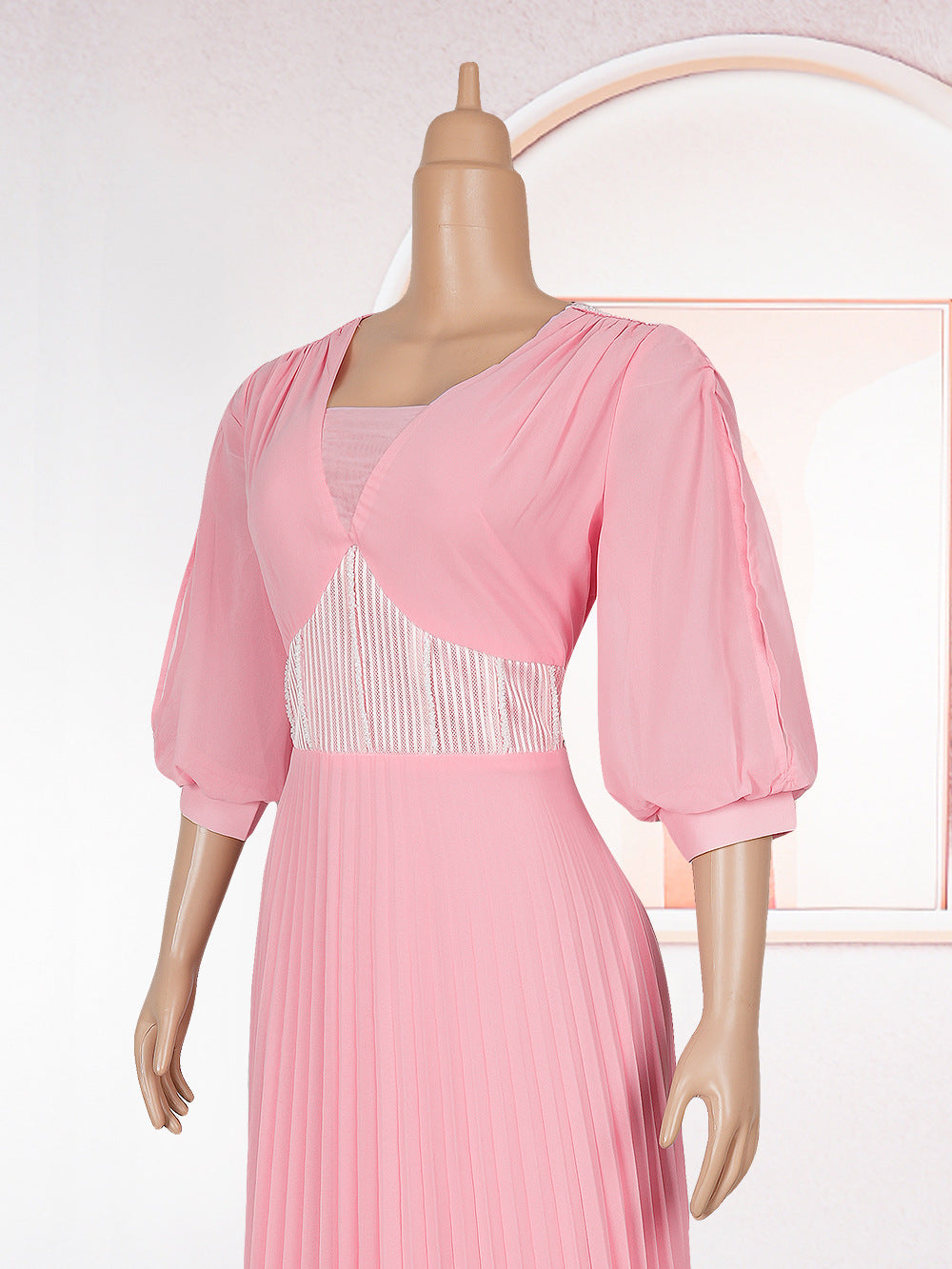 Plus Size African Women elegant v-neck pleated dress 22