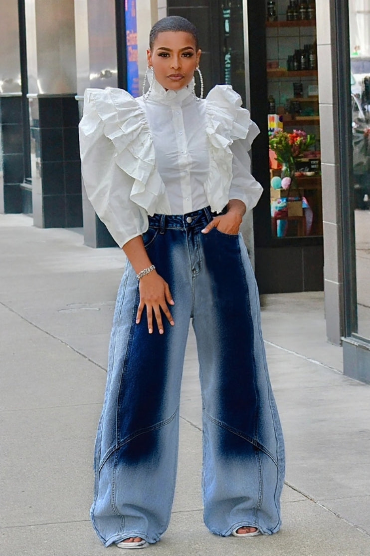 Gradient Loose Casual Denim Pants 3