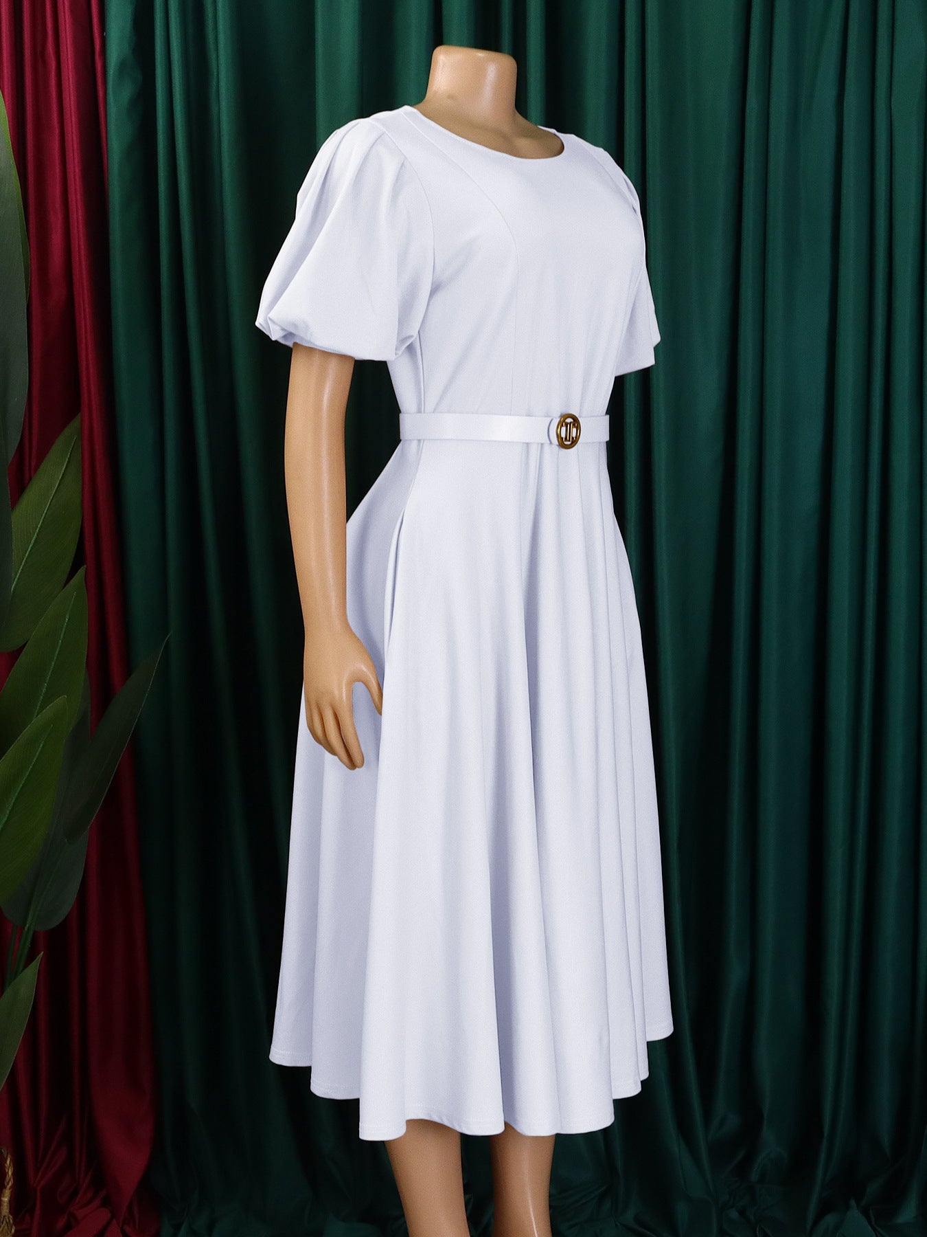 Plus Size Women's Summer Fashion Bubble Chic A-Line High Waist African Dress 4