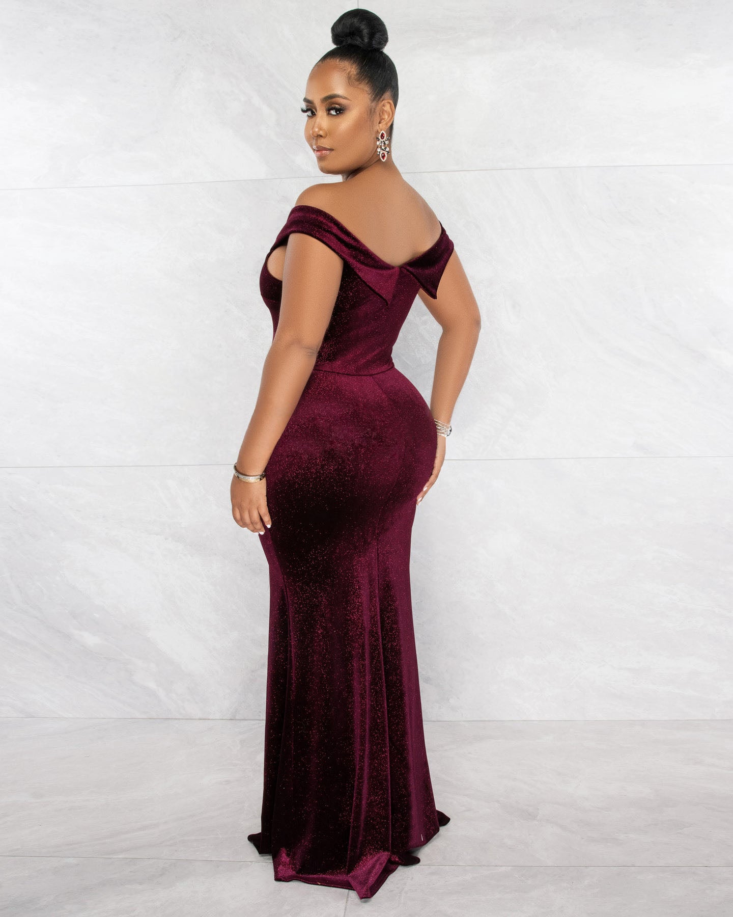 Women Elegant Short Sleeve Slit Evening Dress 6