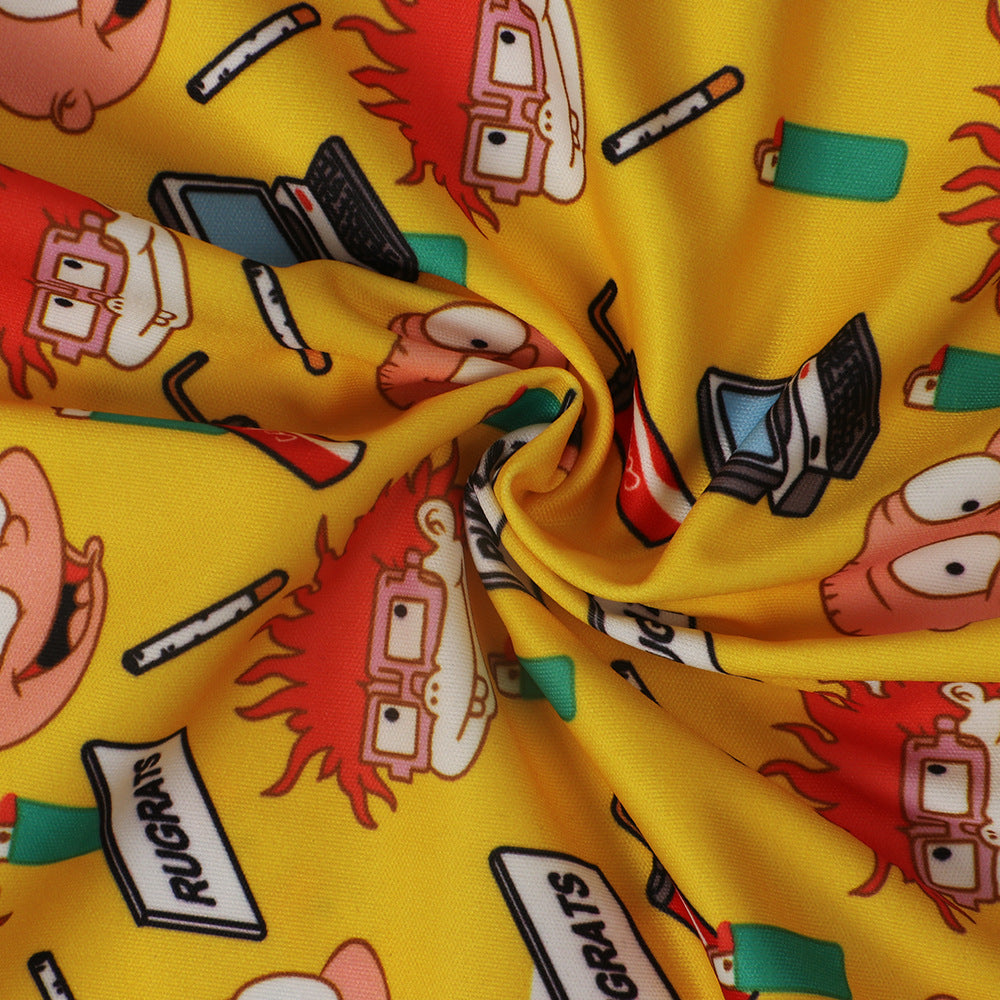 Sexy Women's Solid Color Printed One Piece Swimsuit Mesh Pants Two-Piece Set 34