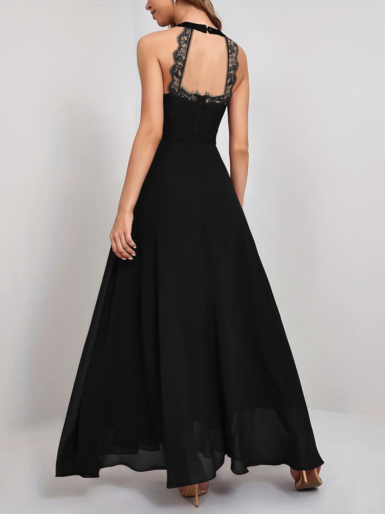 Women spring and summer lace patchwork sleeveless maxi dress 5