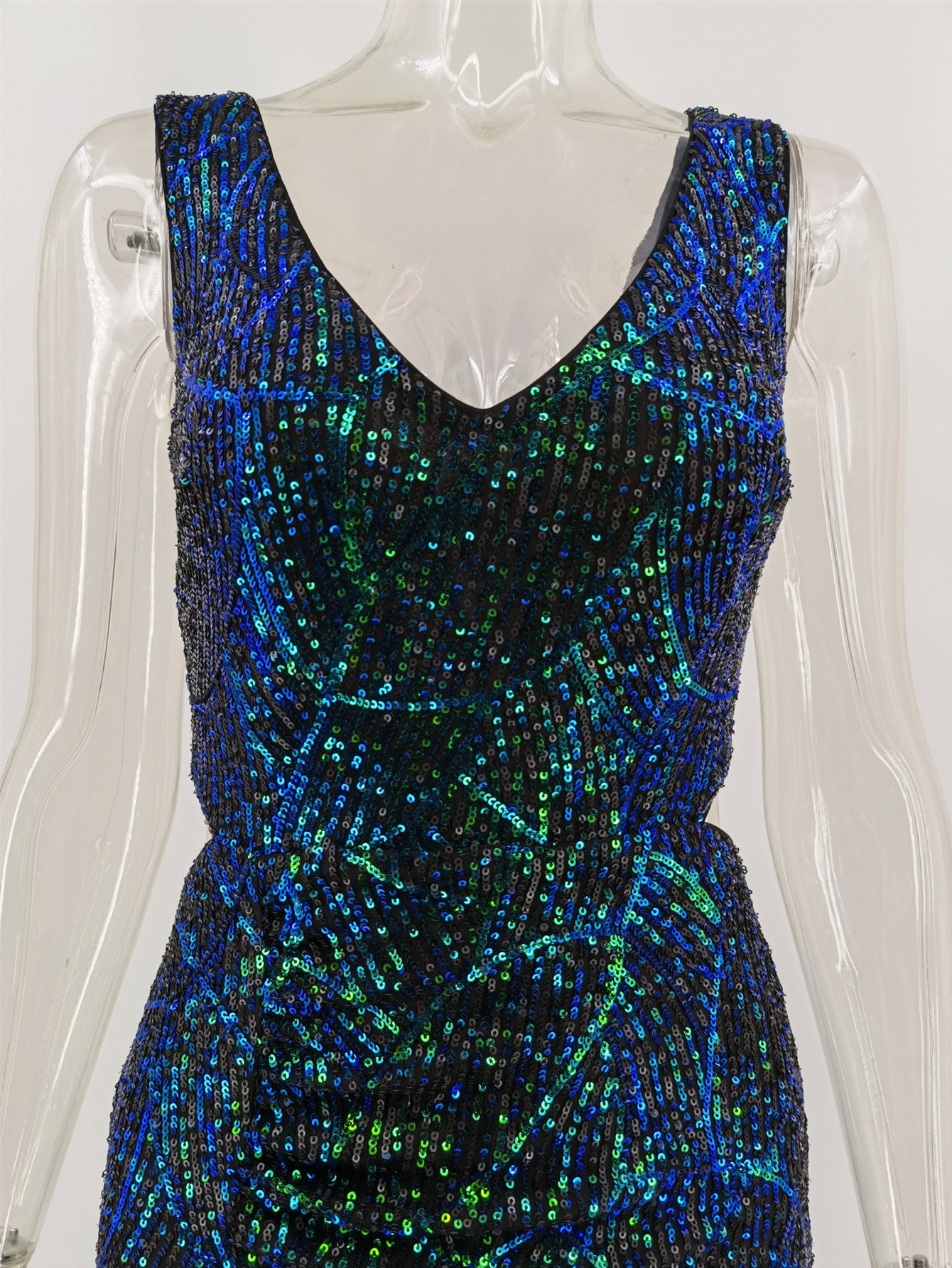 Sexy Retro Green Sequin Dress Women's Long Dress Evening Gown 9