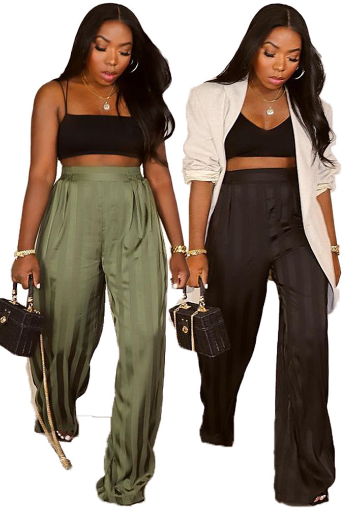 Women Casual Striped Jacquard Trousers