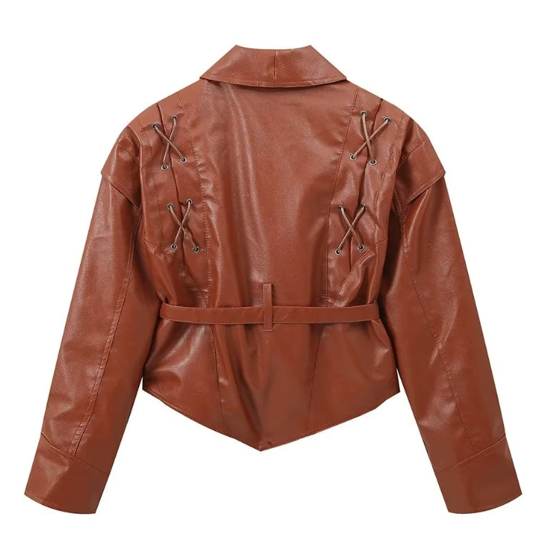 Women's American Retro Casual Faux Leather Jacket 31