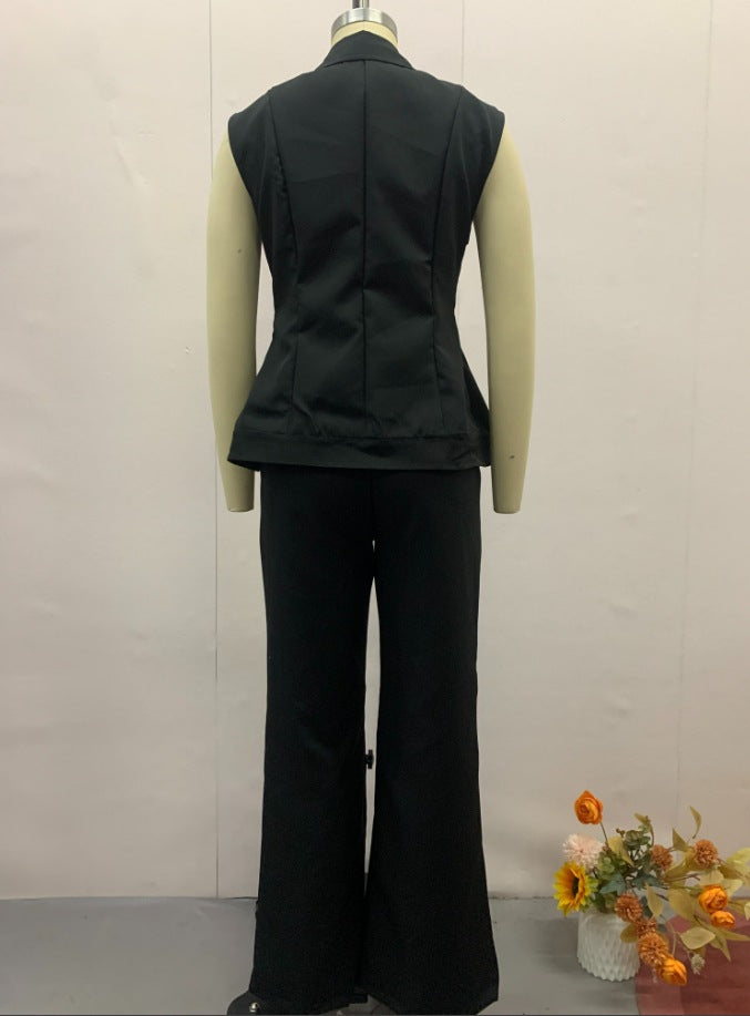 Women summer Solid vest and trousers two-piece set 9