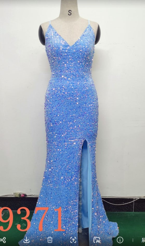 Velvet Sequin Sling Sequin Long Formal Party Slim Evening Dress 18