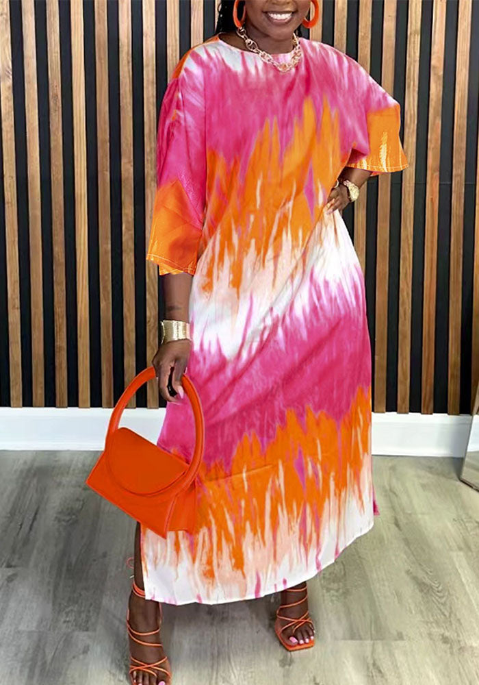 Casual Loose Tie-Dyed Elegant Women's Gradient Fashion Dress