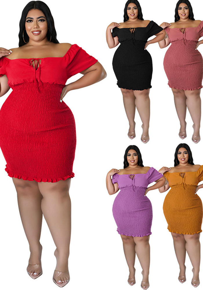 Plus Size Women's Summer Off Shoulder Bodycon Dress