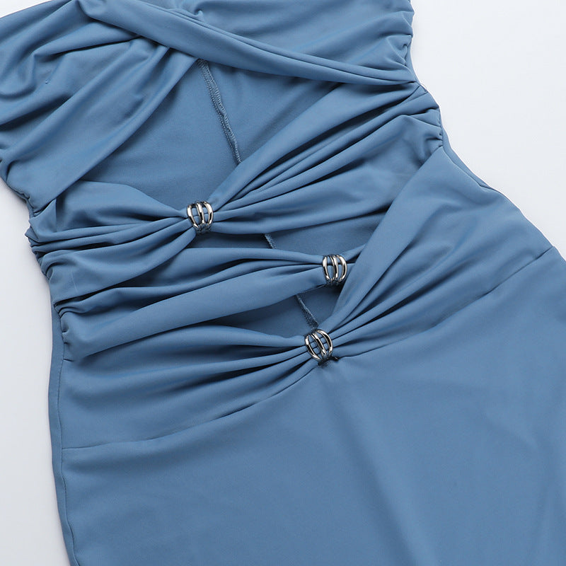 Sexy Strapless Hollow Slit Women's Slim Long Dress 14