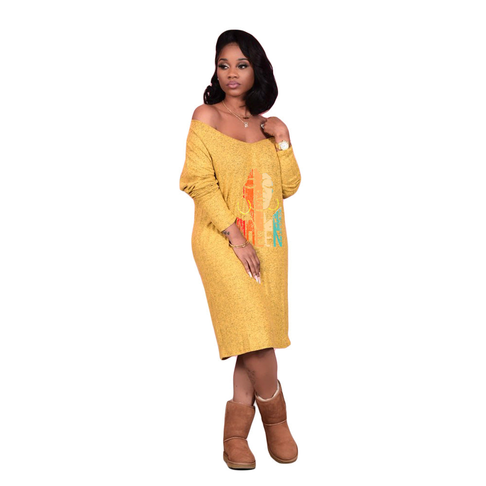 women's autumn and winter printed loose dress 9