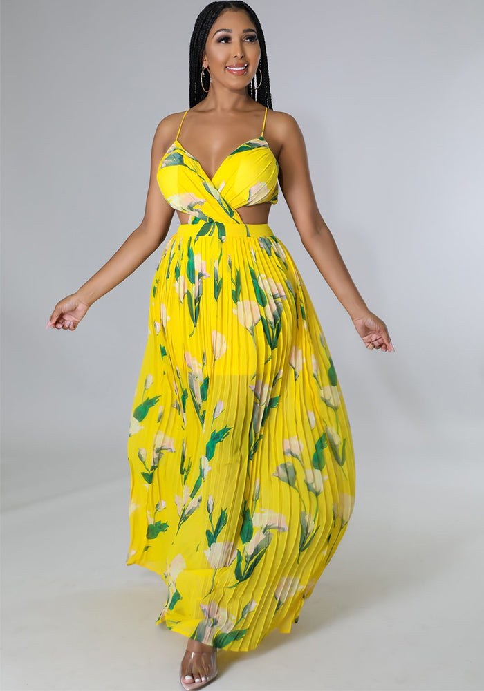 Multi-Color Print Chic Strap Maxi Dress