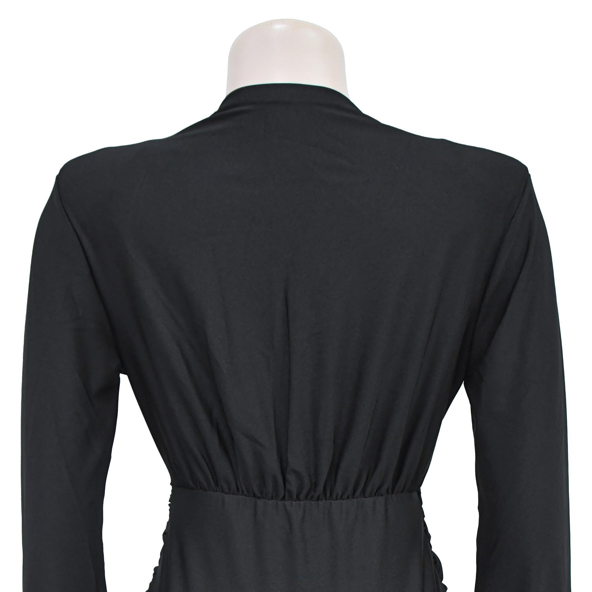 Women Elegant V-neck Slit Long Sleeve Solid Dress 11