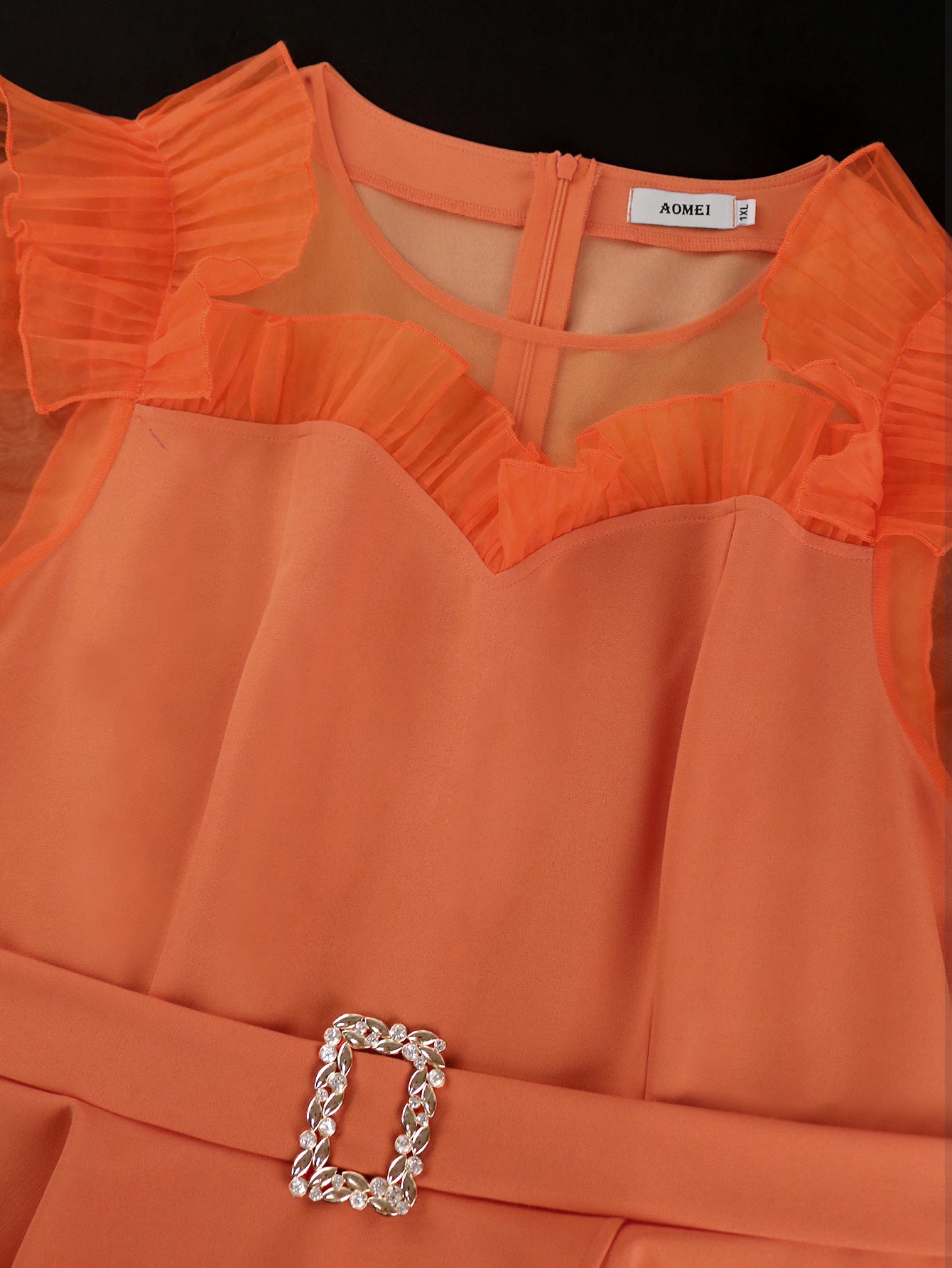 Women Round Neck Lantern Sleeve Party Formal Party Dress 9