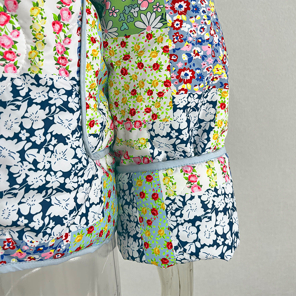 Autumn And Winter Turndown Collar Fashionable Printed Cotton-Padded Jacket 19