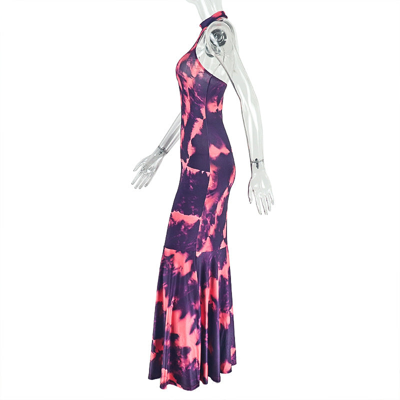 Elegant Printed High Neck Long Dress 6