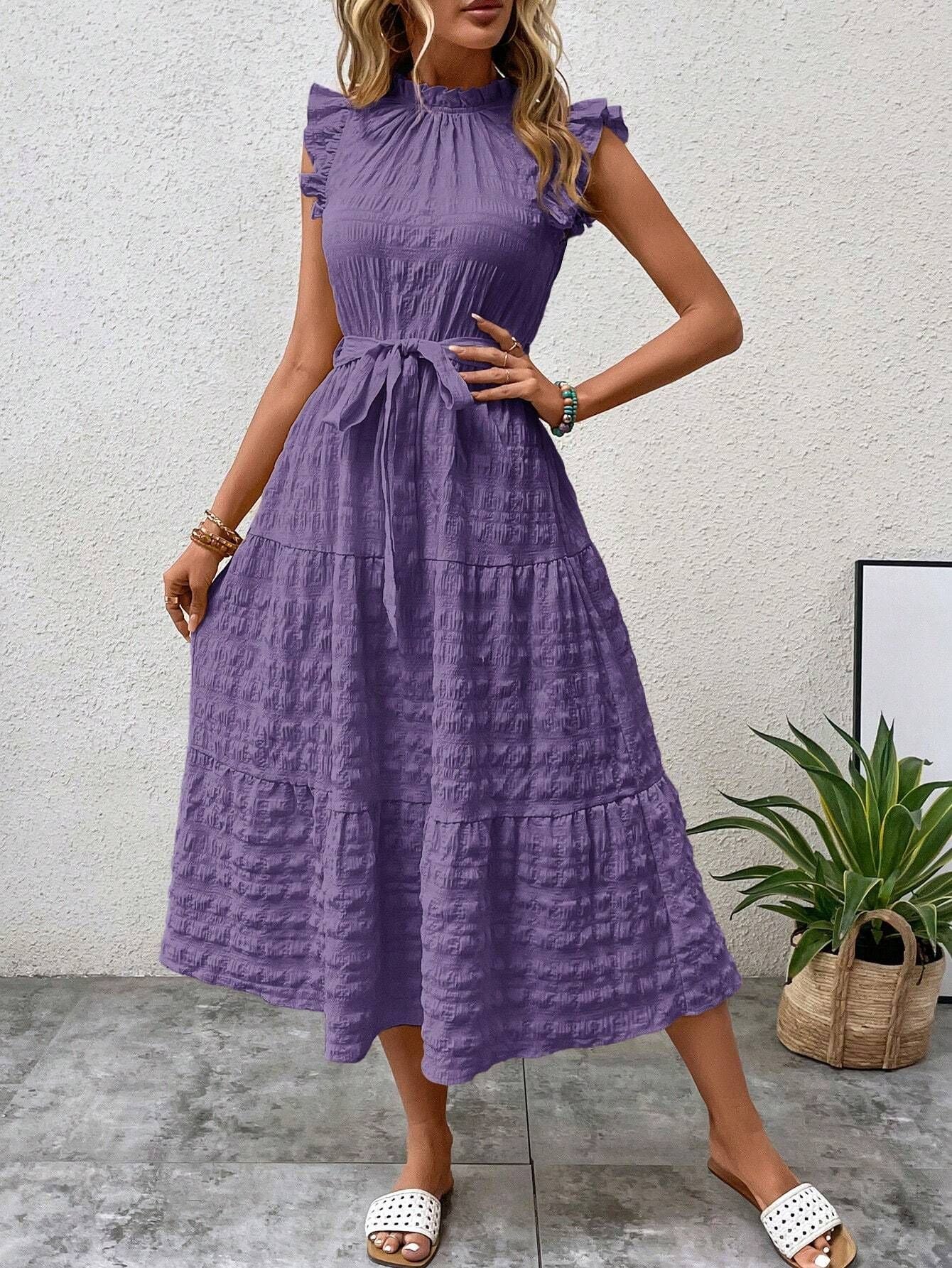 Women Summer Ruffle Edge Strappy Dress 3