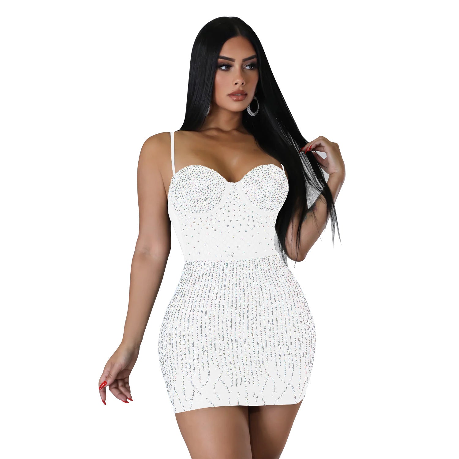 Women's Fashion Mesh Beaded Sleeveless Slip Dress（customized,MOQ 6pcs/size/color,process time 7-10 days） 8