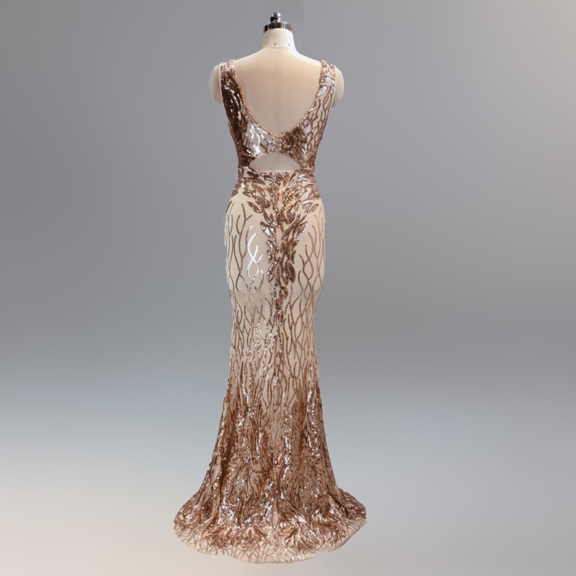 Sequin Slim Deep V Flower Women's Party Evening Dress 34