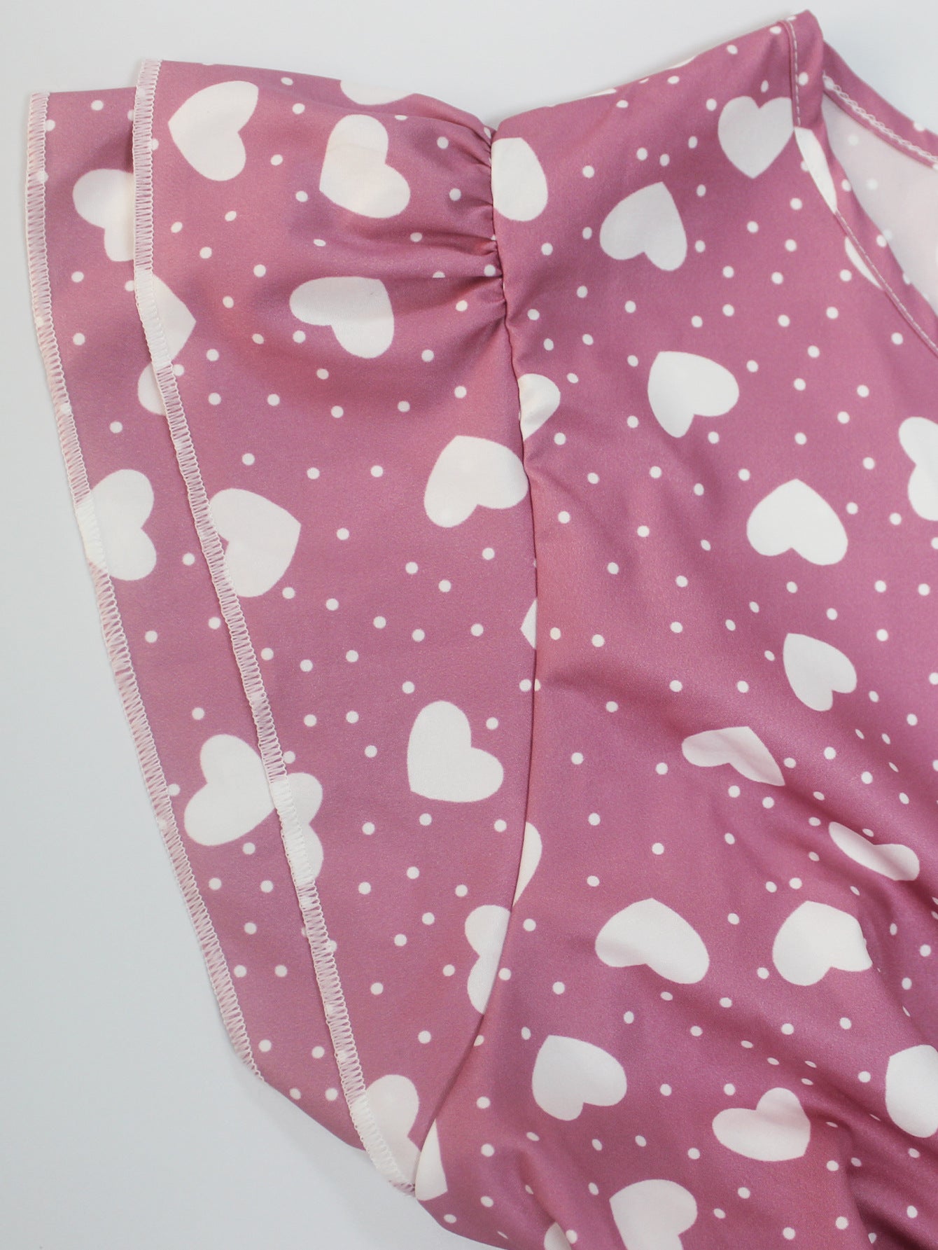 Women's Plus-Size Fashion Elegant Round-Neck Belted Heart Print Flying Sleeves Dress 9