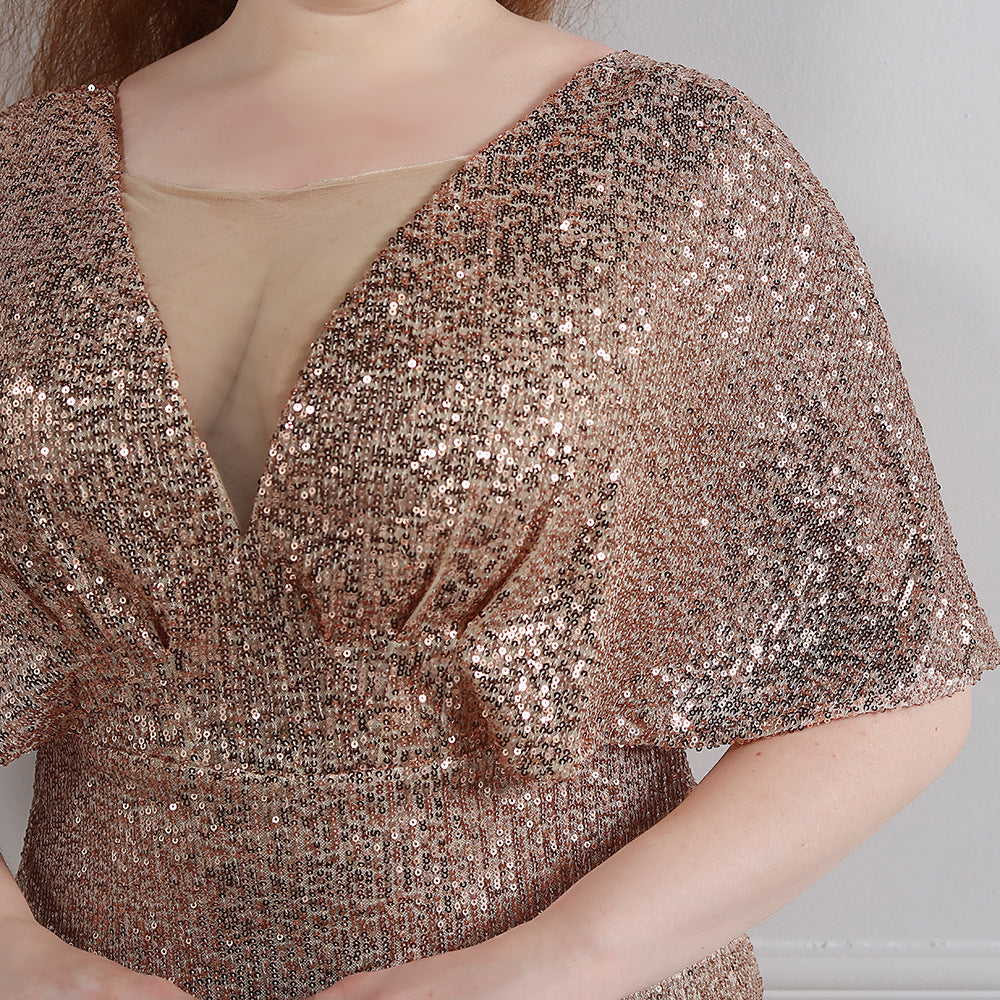 Spring and Summer Plus-Size Long Sequin Formal Party Evening Dress 30