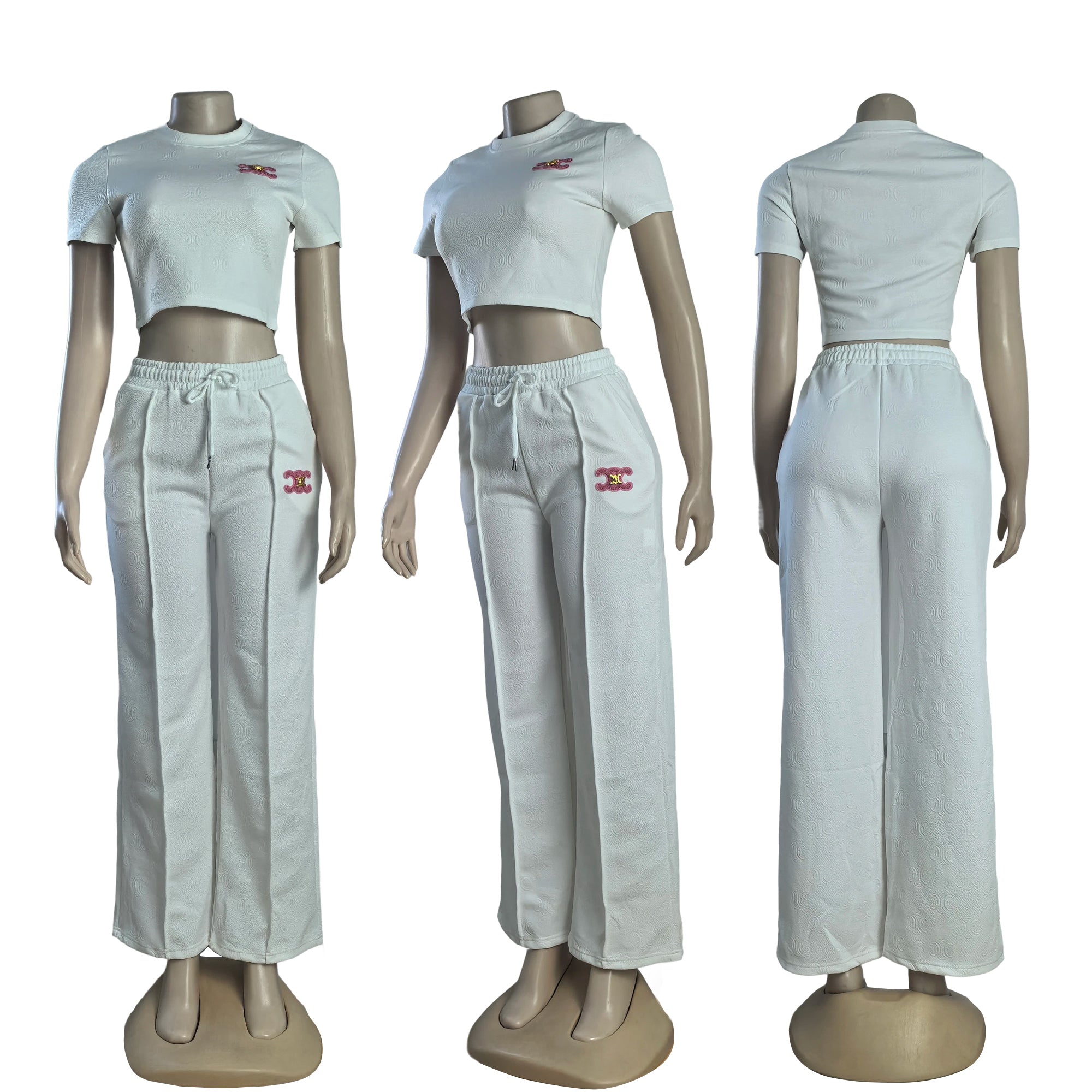 Women's Fashion Casual Jacquard Short-Sleeve Two-Piece Shorts Set