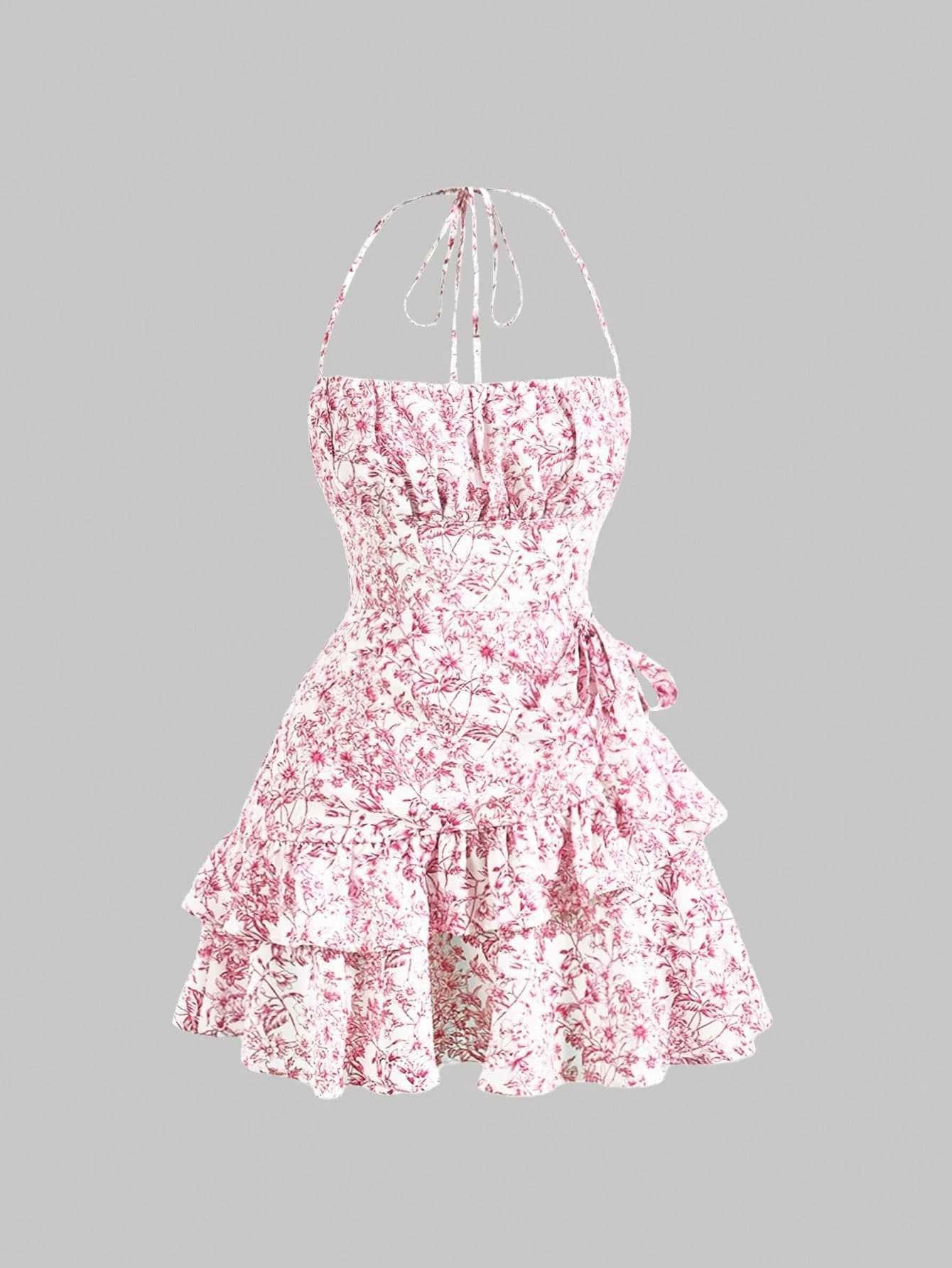 Women floral cascading ruffles dress 8