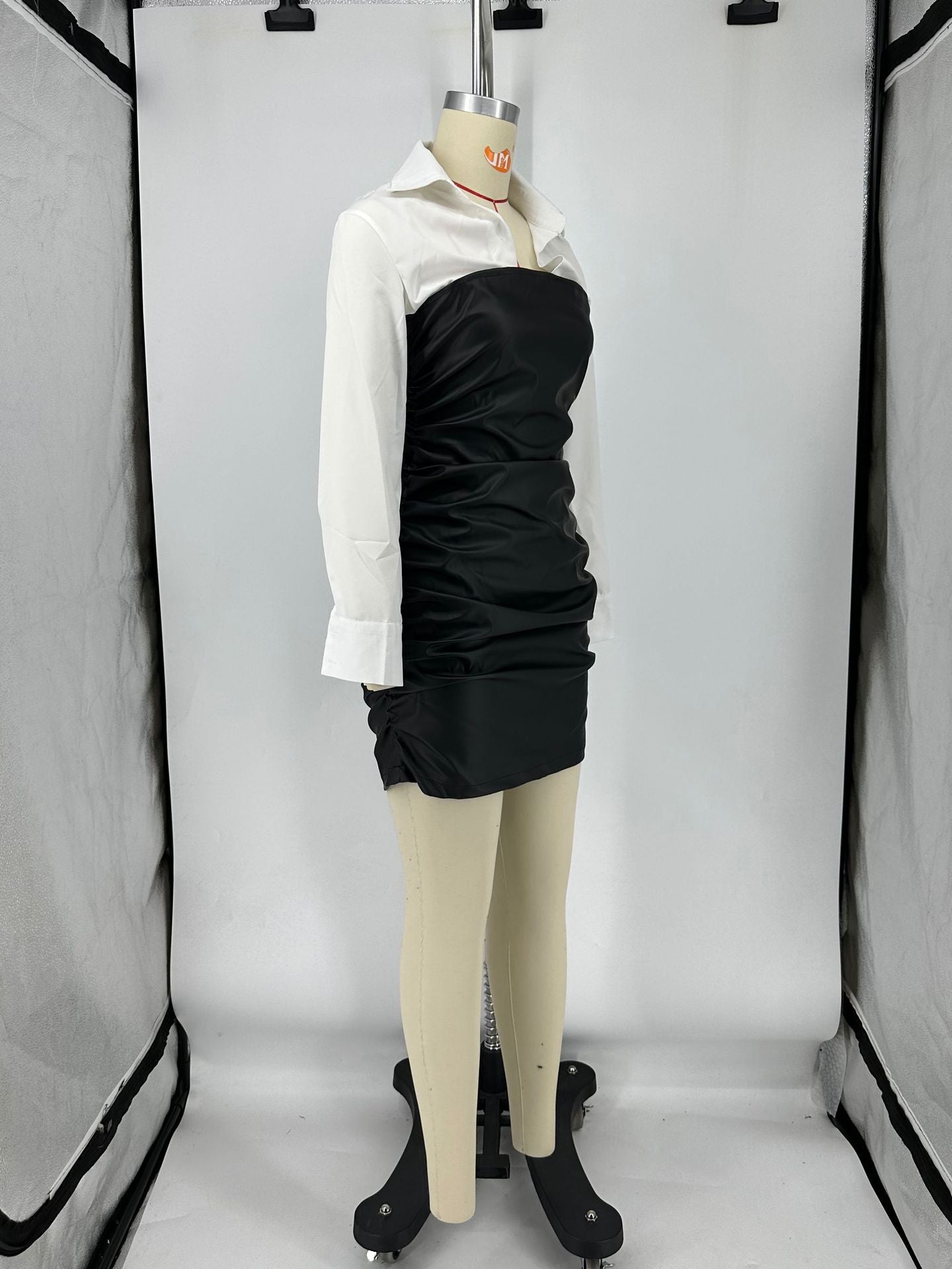 Women's Patchwork Fake Two Piece Pleated Dress 13