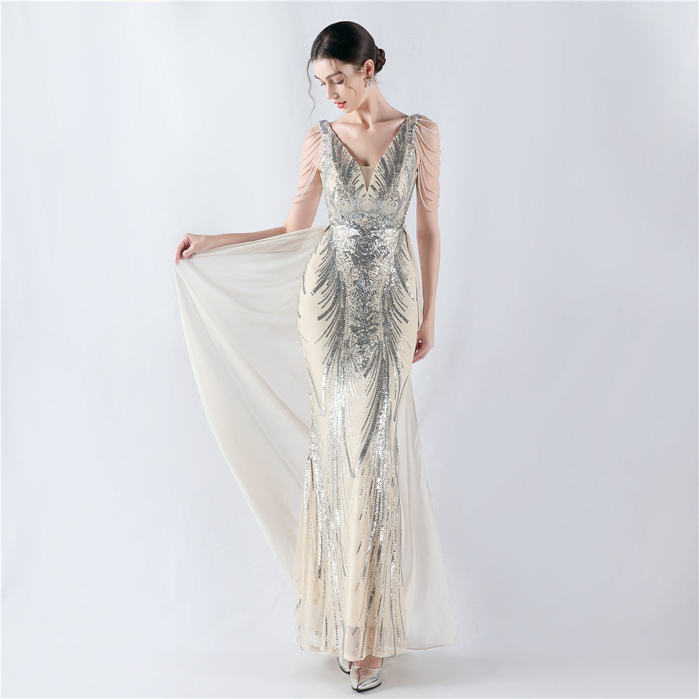 Sexy Rhinestone Chain Sequins Evening Dress 5